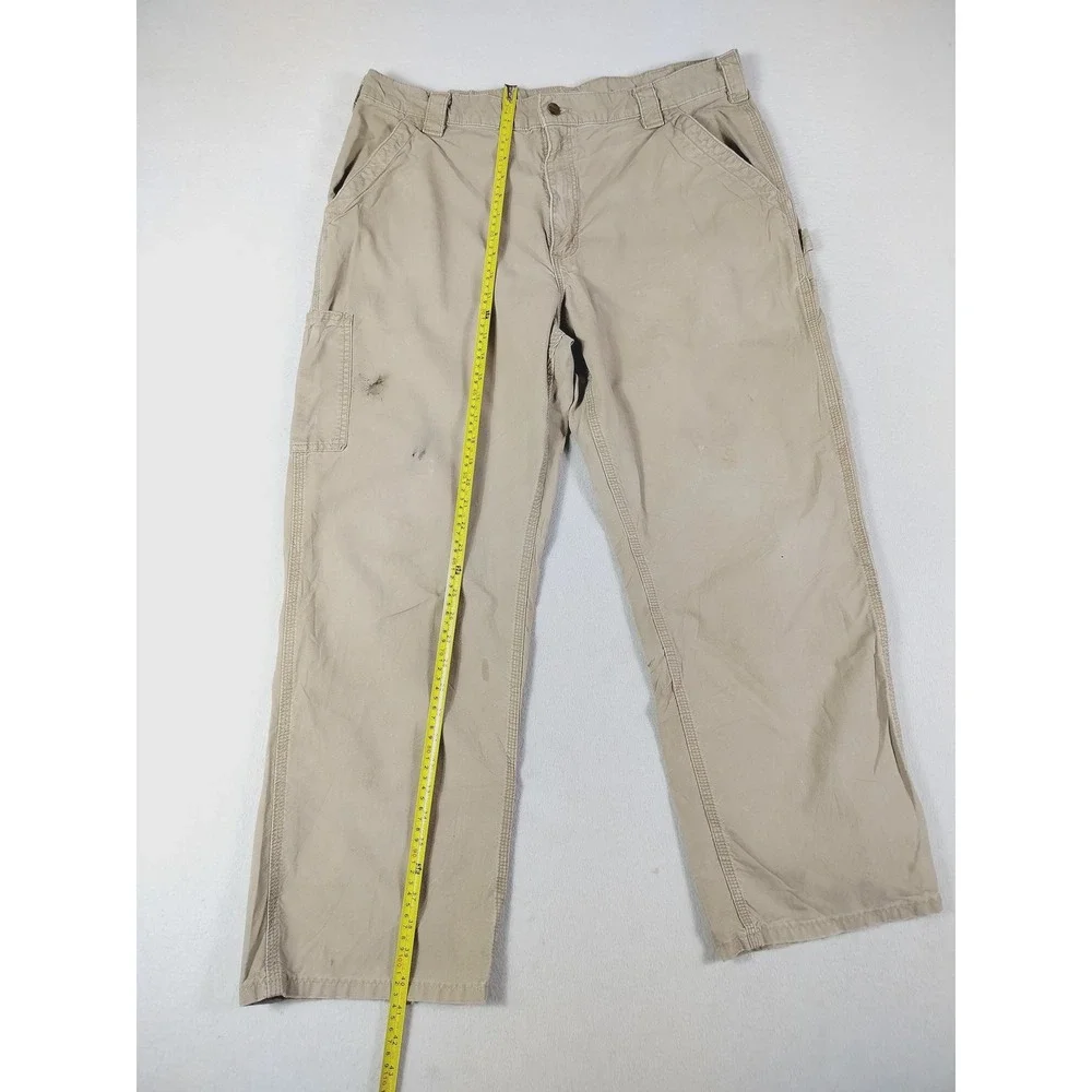 Carhartt Pants Mens 38 Khaki‎ Dungaree Fit Carpenter Workwear Utility